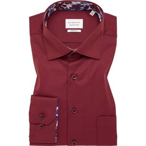 ETERNA - Modern Fit - Overhemd - Donkerrood - Twill, Strijkvrij
