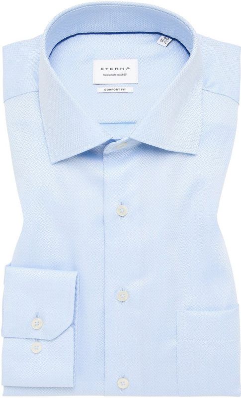 ETERNA - Overhemd - Blauw - Effen - Kent Kraag - Lange Mouwen