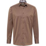 ETERNA - Comfort Fit Overhemd - Lichtbruin - Twill - Strijkvrij