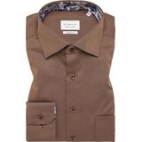 ETERNA - Comfort Fit Overhemd - Lichtbruin - Twill - Strijkvrij
