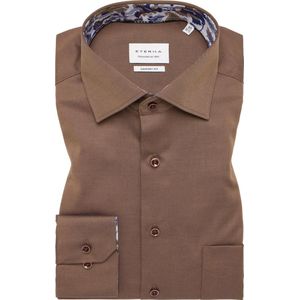 ETERNA - Comfort Fit Overhemd - Lichtbruin - Twill - Strijkvrij