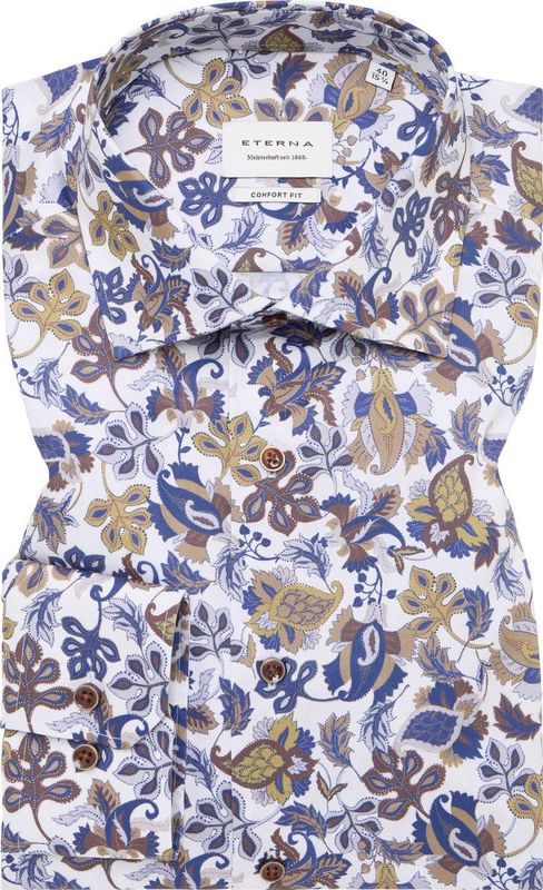 ETERNA - Overhemd - Geel Dessin - 100% Katoen - Strijkvrij