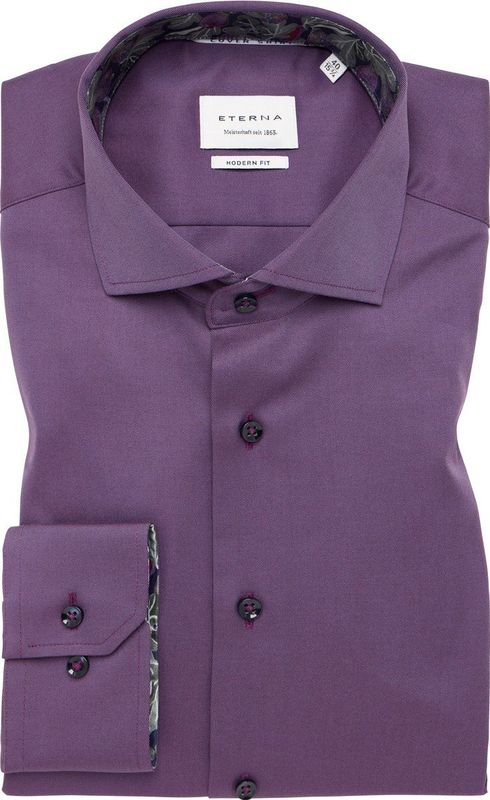 ETERNA - Modern Fit - Overhemd - Paars - Twill