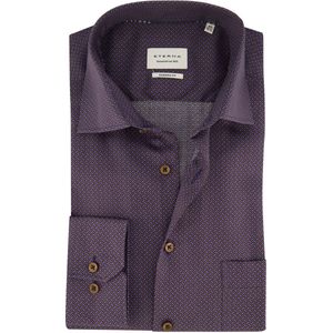 Eterna - Modern Fit Overhemd - Paars - 100% Katoen - Strijkvrij