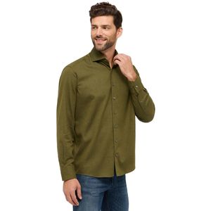 Eterna - Overhemd - Olijfgroen - Katoen - Wijde Fit