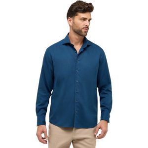 Eterna - Overhemd - Blauw - Katoen/Lyocell/Wol - Wijde Fit