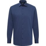Overhemden - Navy - Katoen - Getailleerd - Zonder Borstzak - Knoopsluiting - Strijkvrij