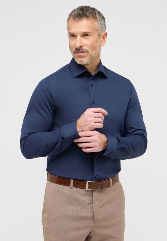 Eterna - Overhemd - Navy - Slim fit - NON IRON (strijkvrij)