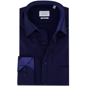 Eterna - Modern Fit Overhemd - Donkerblauw - 100% Katoen - Strijkvrij