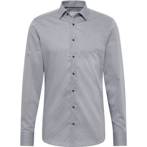 Overhemden - Grijs - Katoen - Strijkvrij, Kentkraag, Lange Mouwen