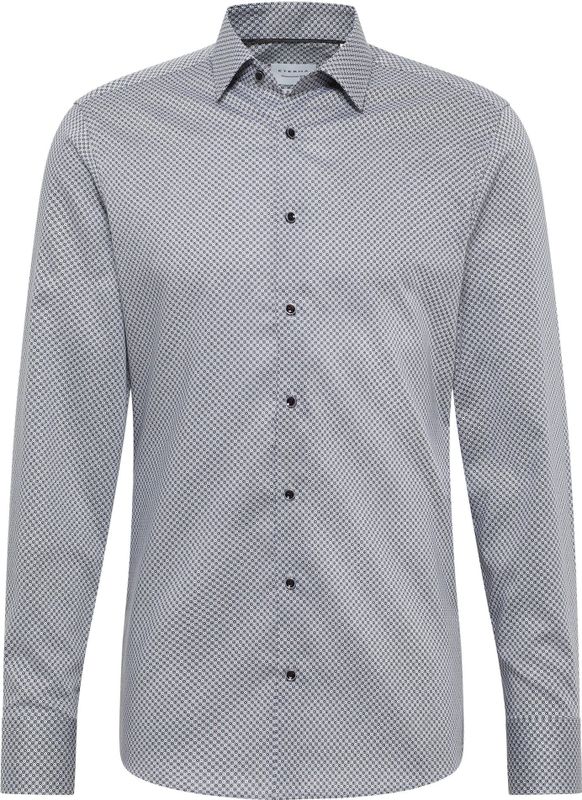 Overhemden - Grijs - Katoen - Strijkvrij, Kentkraag, Lange Mouwen