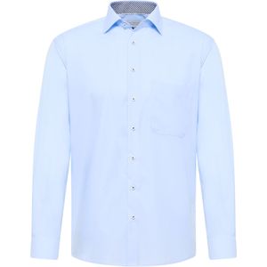 ETERNA - Blauw Effen Overhemd - 100% Katoen - Kent Kraag - Lange Mouwen