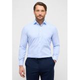 ETERNA - Blauw Effen Overhemd - 100% Katoen - Kent Kraag - Lange Mouwen