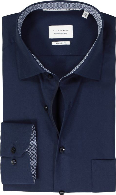 Eterna - Modern Fit Overhemd - Lichtblauw - Poplin - Strijkvrij