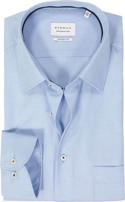ETERNA - Comfort Fit Overhemd - Lichtblauw - 100% Katoen - Strijkvrij