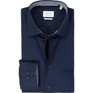 ETERNA - Comfort Fit Overhemd - Popeline - Donkerblauw - Strijkvrij