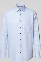 ETERNA Overhemd middenblauw, Gestructureerd