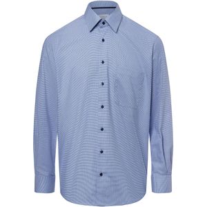 Eterna - Overhemd - Blauw - Katoen - Geprint - Borstzak - Lange Mouwen