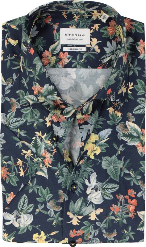 Eterna - Modern Fit Overhemd - Korte Mouwen - Licht Blauw - Poplin