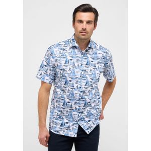 Overhemden - Blauw - NON IRON - Korte Mouwen - Getailleerd