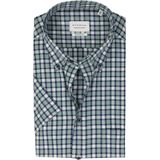 ETERNA - Comfort Fit - Overhemd - Blauw Wit Groen Geruit - Korte Mouw - Strijkvrij