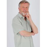 ETERNA - Groen Gestreept Overhemd - Katoen - Korte Mouwen - Kent Kraag