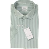 ETERNA - Groen Gestreept Overhemd - Katoen - Korte Mouwen - Kent Kraag