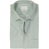 ETERNA - Groen Gestreept Overhemd - Katoen - Korte Mouwen - Kent Kraag