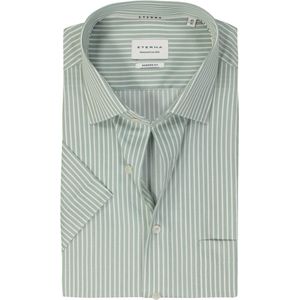 ETERNA - Groen Gestreept Overhemd - Katoen - Korte Mouwen - Kent Kraag