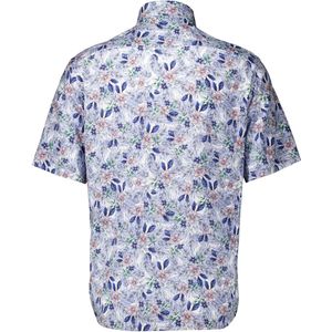 Eterna - Blauw Overhemd - Lyocell - Bloemenpatroon