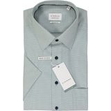 ETERNA - Groen Effen Overhemd - Katoen - Korte Mouwen - Kent Kraag