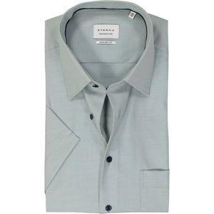 ETERNA - Groen Effen Overhemd - Katoen - Korte Mouwen - Kent Kraag