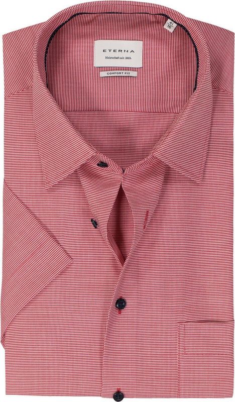 ETERNA - Comfort Fit - Overhemd - Roze - Korte Mouwen, Twill, Strijkvrij