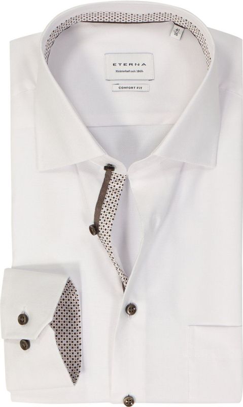 ETERNA - Comfort Fit Overhemd - Wit - 100% Katoen - Strijkvrij