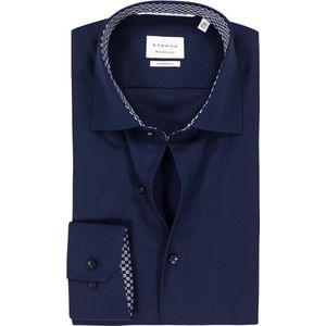 ETERNA - Modern Fit - Overhemd - Donkerblauw - Strijkvrij - Boordmaat 38