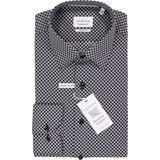 ETERNA - Modern Fit - Overhemd - Zwart met Grijs en Wit Dessin - Strijkvrij