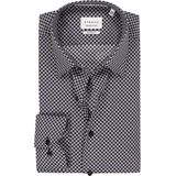 ETERNA - Modern Fit - Overhemd - Zwart met Grijs en Wit Dessin - Strijkvrij
