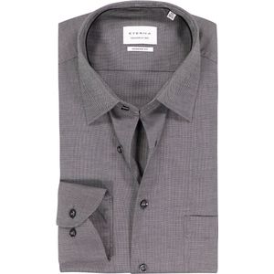 ETERNA - Modern Fit - Overhemd - Zwart - Strijkvrij