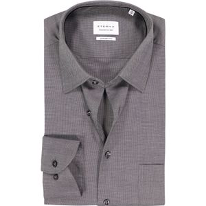 ETERNA - Comfort Fit Overhemd - Zwart - Strijkvrij - Boordmaat 45