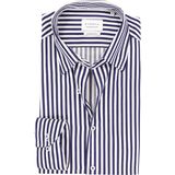 ETERNA - Modern Fit Overhemd - Donkerblauw Gestreept - 100% Katoen - Strijkvrij