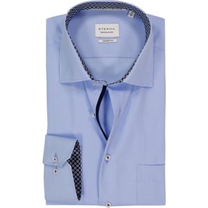 Eterna - Overhemd - Blauw - 100% Katoen - Comfort Fit - Borstzak