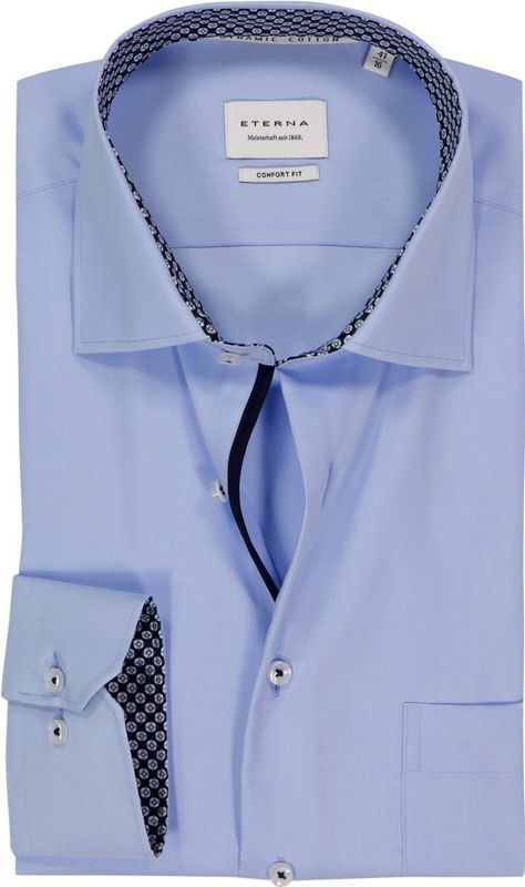 Eterna - Overhemd - Blauw - 100% Katoen - Comfort Fit - Borstzak
