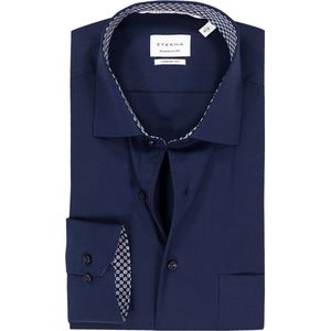 Eterna - Overhemd - Donkerblauw - 100% Katoen - Strijkvrij met Borstzak