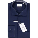 Eterna - Overhemd - Donkerblauw - 100% Katoen - Strijkvrij met Borstzak