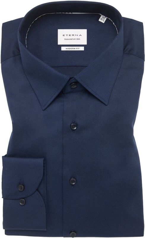 Eterna - Overhemd - Donkerblauw - Strijkvrij - 100% Katoen