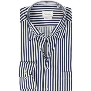 ETERNA - Overhemd - Donkerblauw Gestreept - Comfort Fit - Strijkvrij