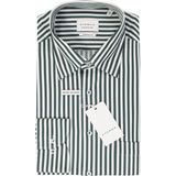 ETERNA - Comfort Fit Overhemd - Donkergroen Gestreept - Strijkvrij