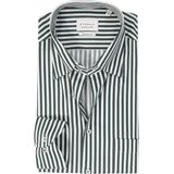 ETERNA - Comfort Fit Overhemd - Donkergroen Gestreept - Strijkvrij
