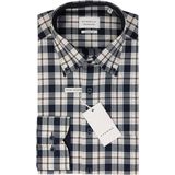 ETERNA - Comfort Fit - Overhemd - Blauw met Wit en Geel Geruit - Strijkvrij