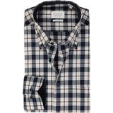ETERNA - Comfort Fit - Overhemd - Blauw met Wit en Geel Geruit - Strijkvrij